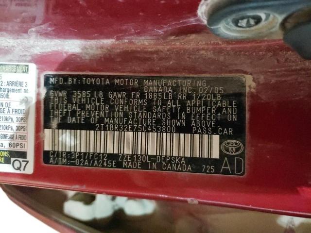 Photo 9 VIN: 2T1BR32E75C453800 - TOYOTA COROLLA CE 