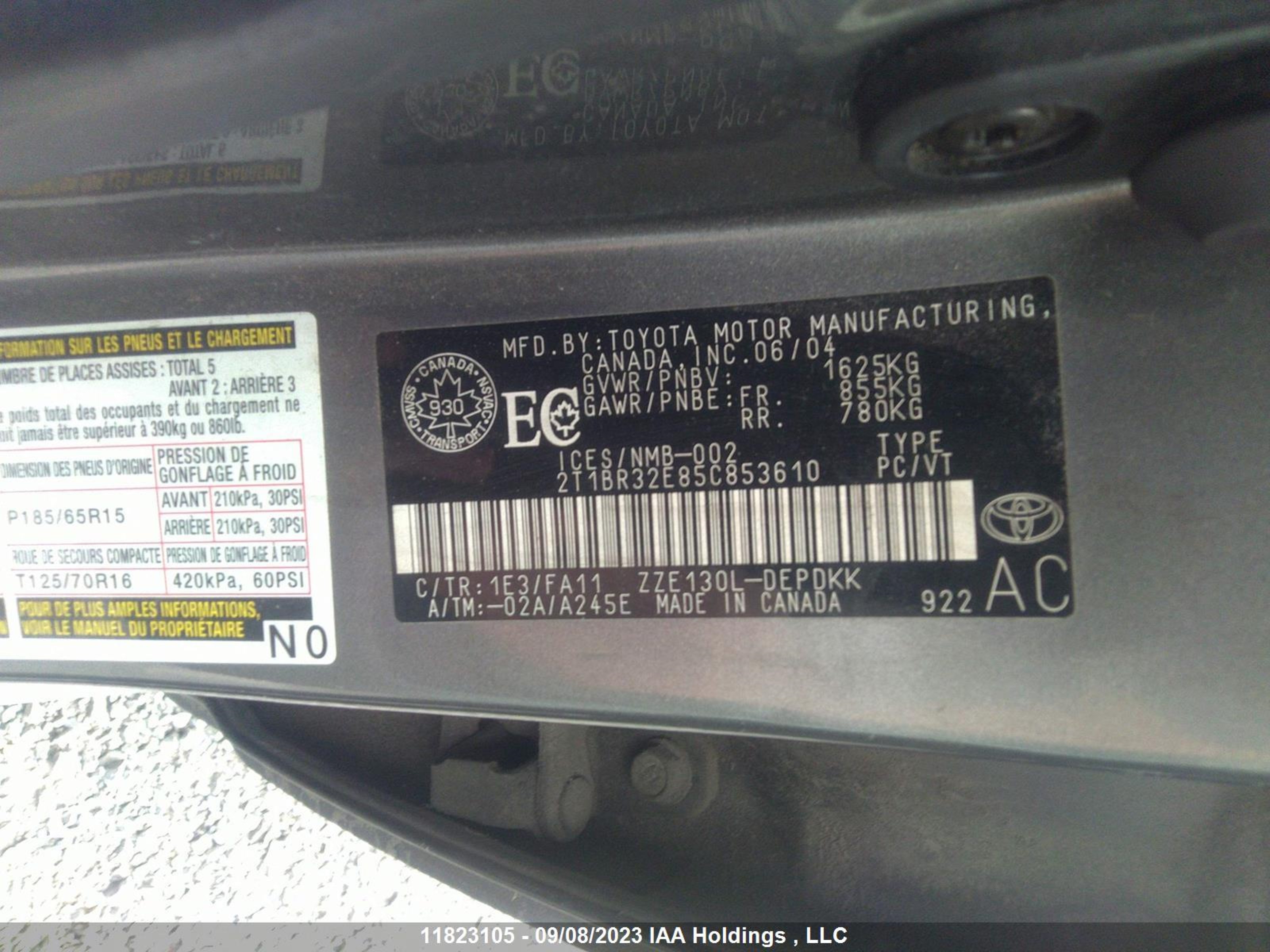 Photo 8 VIN: 2T1BR32E85C853610 - TOYOTA COROLLA 