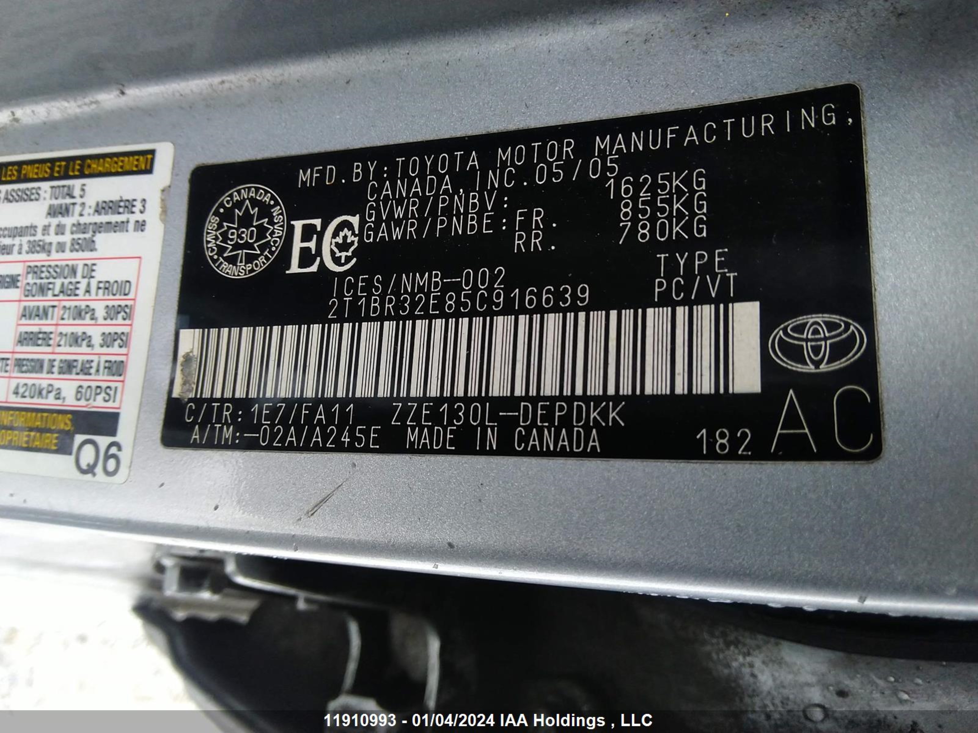 Photo 8 VIN: 2T1BR32E85C916639 - TOYOTA COROLLA 