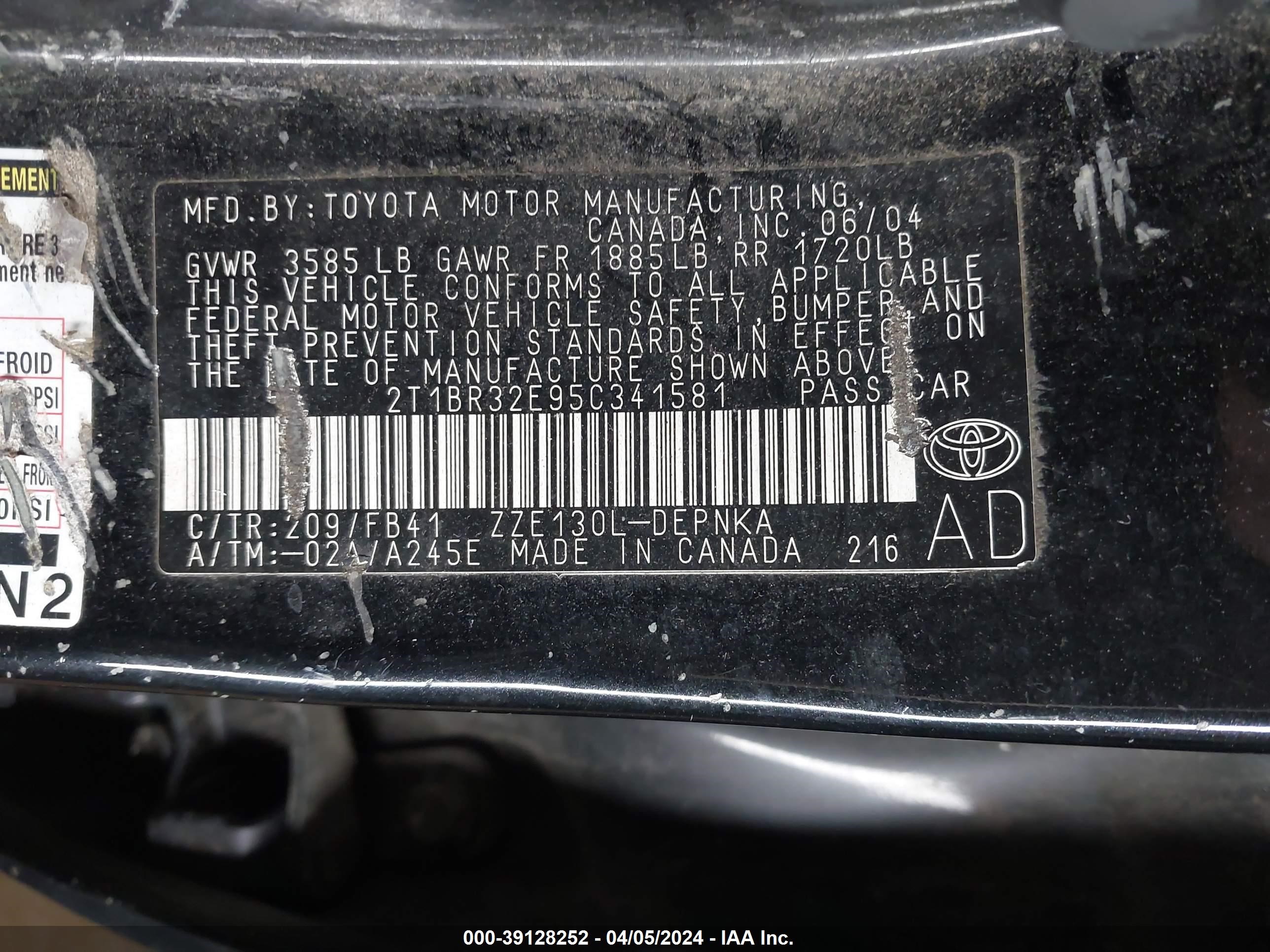 Photo 16 VIN: 2T1BR32E95C341581 - TOYOTA COROLLA 