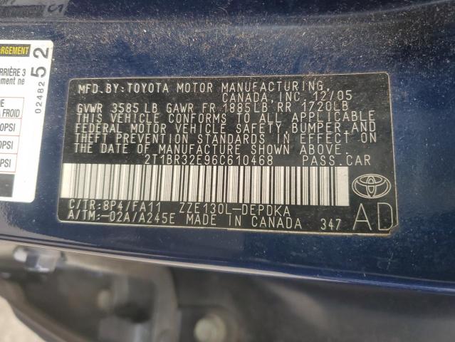 Photo 11 VIN: 2T1BR32E96C610468 - TOYOTA COROLLA CE 