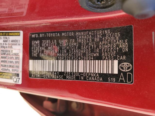 Photo 11 VIN: 2T1BR32EX5C429894 - TOYOTA COROLLA 