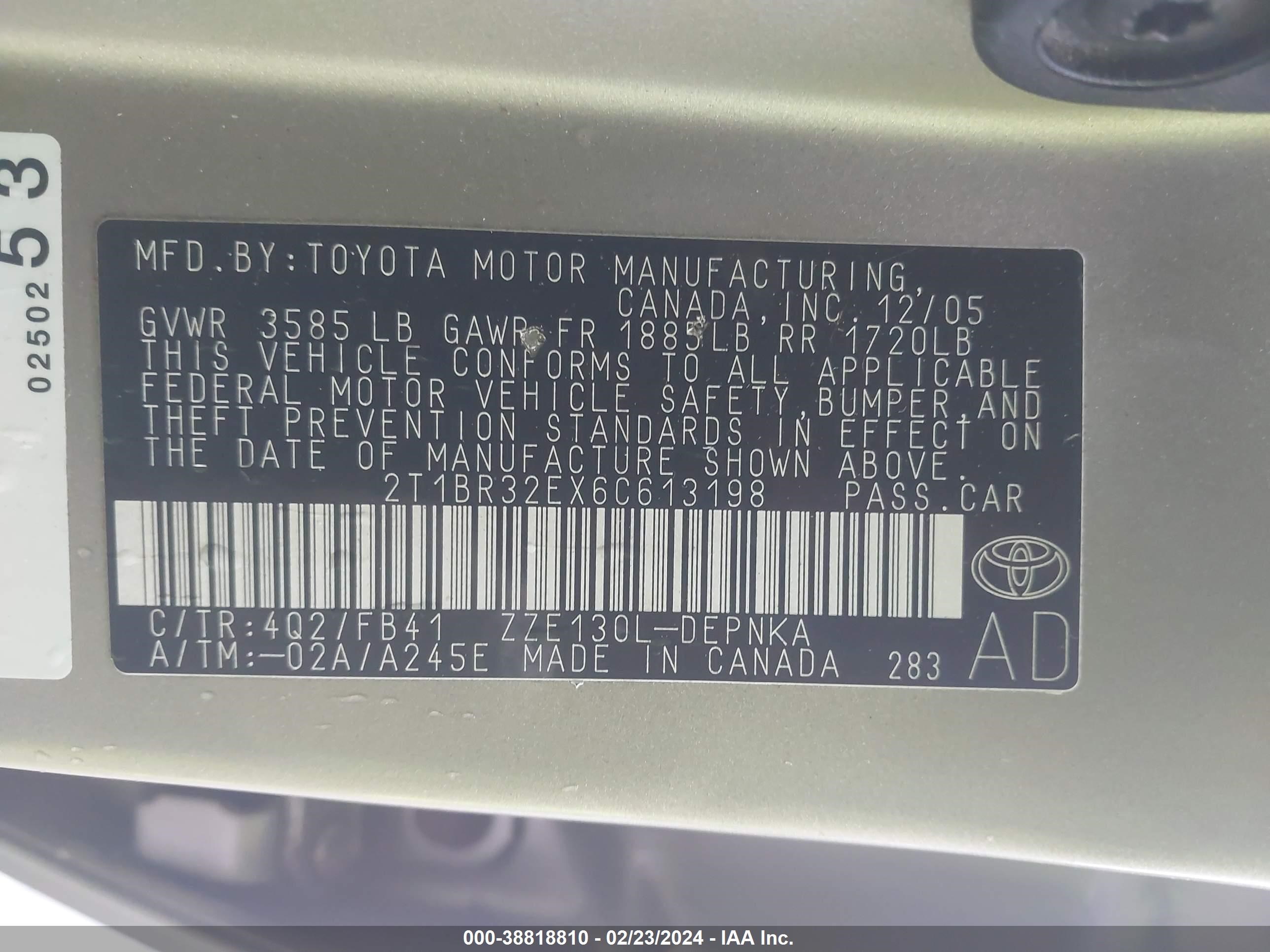 Photo 8 VIN: 2T1BR32EX6C613198 - TOYOTA COROLLA 