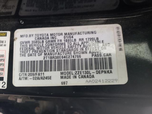 Photo 11 VIN: 2T1BR38E64C274766 - TOYOTA COROLLA CE 