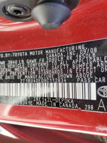 Photo 12 VIN: 2T1BU40E09C112834 - TOYOTA COROLLA 