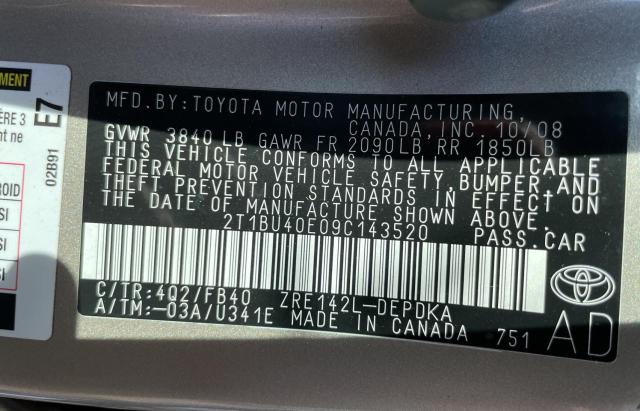 Photo 9 VIN: 2T1BU40E09C143520 - TOYOTA COROLLA BA 