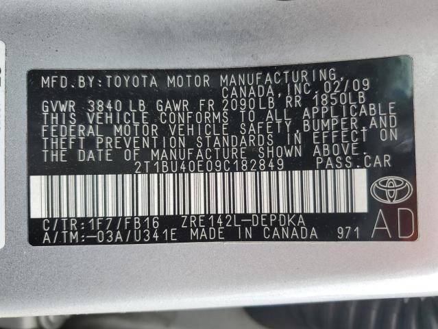 Photo 11 VIN: 2T1BU40E09C182849 - TOYOTA COROLLA BA 