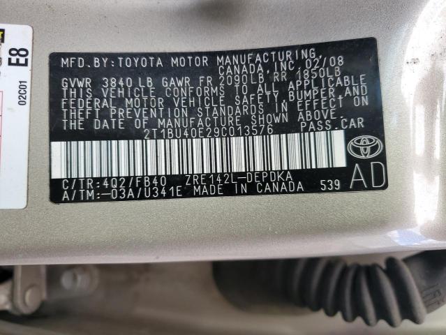 Photo 12 VIN: 2T1BU40E29C013576 - TOYOTA COROLLA 