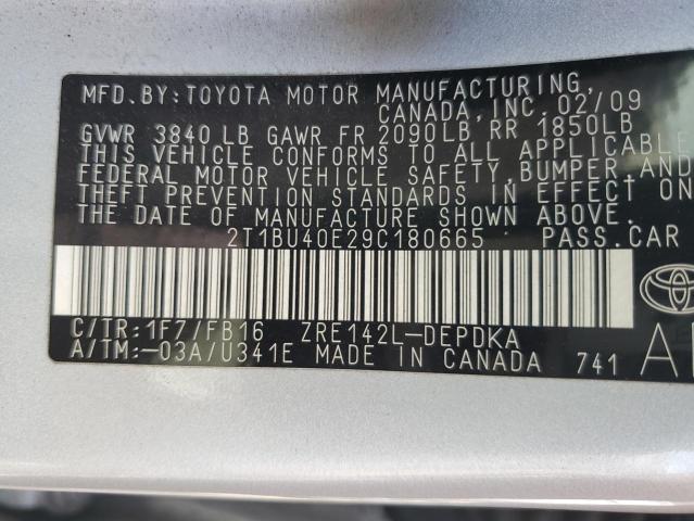 Photo 12 VIN: 2T1BU40E29C180665 - TOYOTA COROLLA 