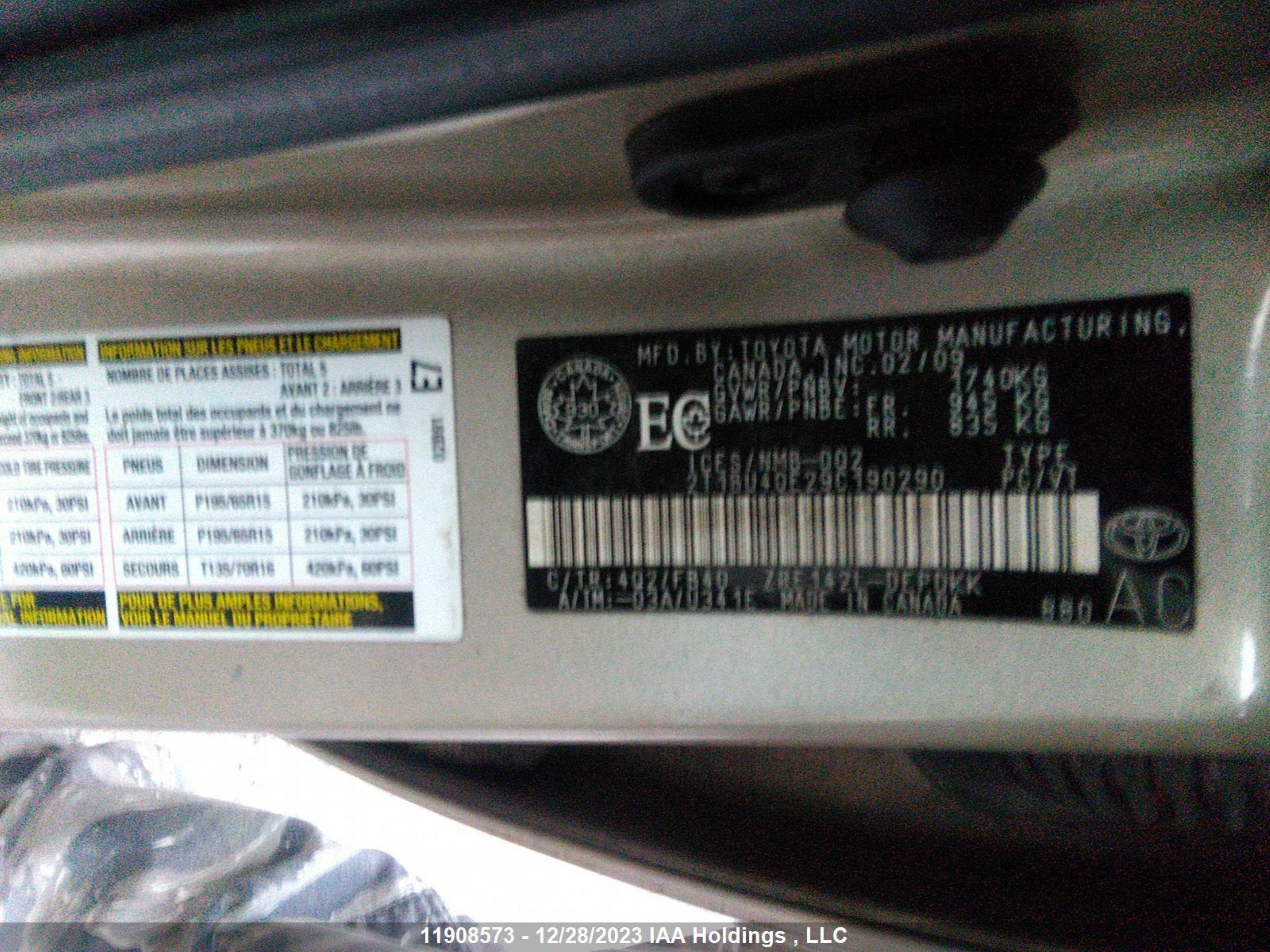 Photo 8 VIN: 2T1BU40E29C190290 - TOYOTA COROLLA 