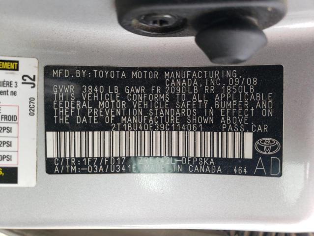 Photo 11 VIN: 2T1BU40E39C114061 - TOYOTA COROLLA 