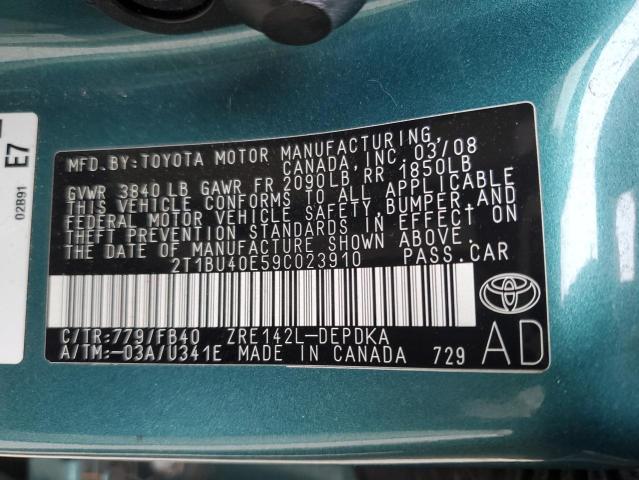 Photo 12 VIN: 2T1BU40E59C023910 - TOYOTA COROLLA 