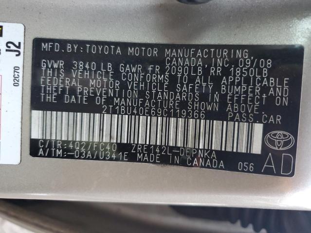 Photo 12 VIN: 2T1BU40E69C119366 - TOYOTA COROLLA BA 