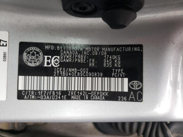 Photo 11 VIN: 2T1BU40E89C090839 - TOYOTA COROLLA 