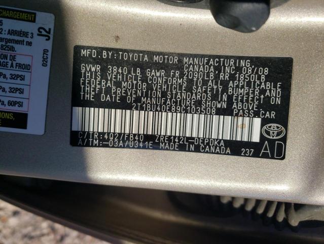 Photo 11 VIN: 2T1BU40E89C103508 - TOYOTA COROLLA BA 