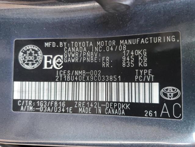 Photo 11 VIN: 2T1BU40EX9C033851 - TOYOTA COROLLA BA 