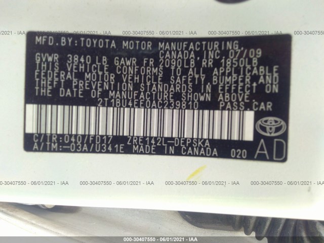 Photo 8 VIN: 2T1BU4EE0AC239810 - TOYOTA COROLLA 