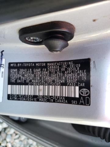 Photo 9 VIN: 2T1BU4EE0AC250385 - TOYOTA COROLLA BA 