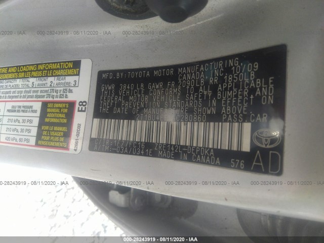 Photo 8 VIN: 2T1BU4EE0AC280860 - TOYOTA COROLLA 