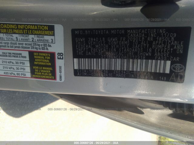 Photo 8 VIN: 2T1BU4EE0AC312318 - TOYOTA COROLLA 