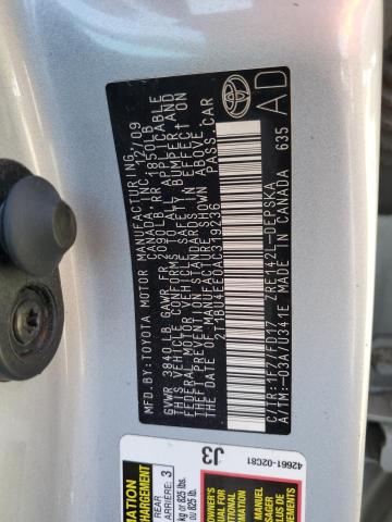 Photo 12 VIN: 2T1BU4EE0AC319236 - TOYOTA COROLLA BA 