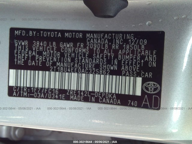 Photo 8 VIN: 2T1BU4EE0AC325862 - TOYOTA COROLLA 