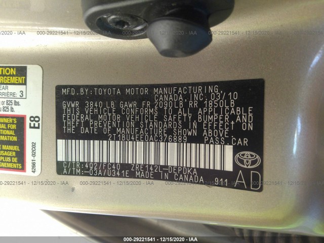 Photo 8 VIN: 2T1BU4EE0AC376889 - TOYOTA COROLLA 