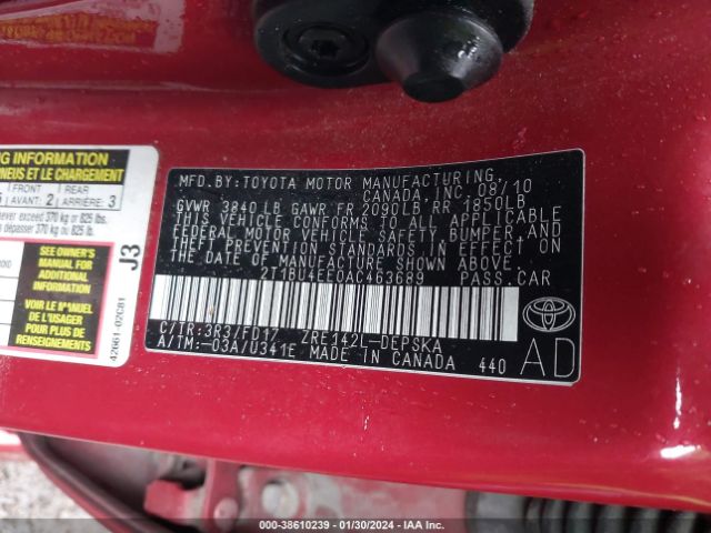 Photo 8 VIN: 2T1BU4EE0AC463689 - TOYOTA COROLLA 