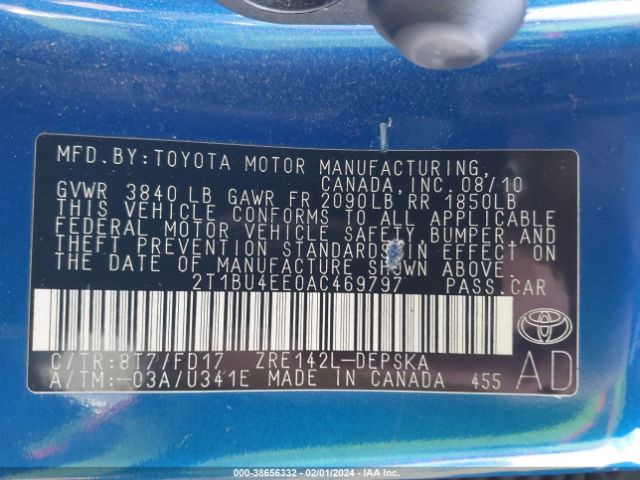 Photo 8 VIN: 2T1BU4EE0AC469797 - TOYOTA COROLLA 