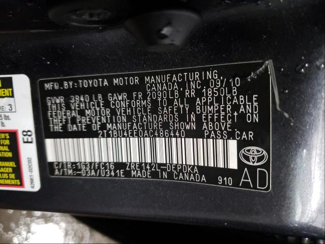 Photo 9 VIN: 2T1BU4EE0AC486440 - TOYOTA COROLLA BA 