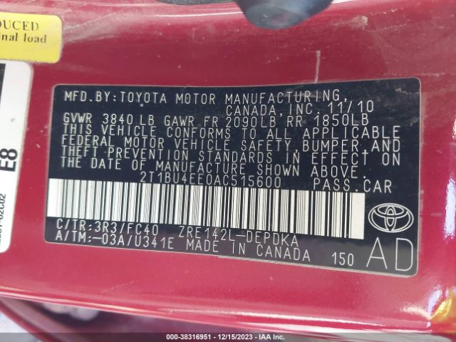 Photo 8 VIN: 2T1BU4EE0AC515600 - TOYOTA COROLLA 