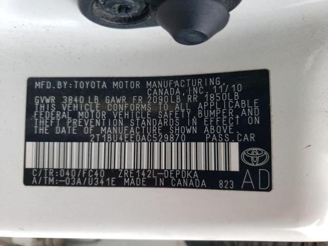 Photo 11 VIN: 2T1BU4EE0AC529870 - TOYOTA COROLLA 