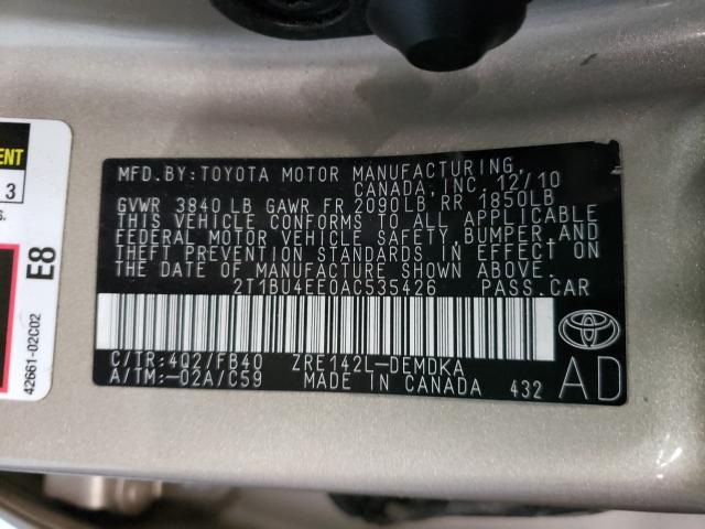 Photo 9 VIN: 2T1BU4EE0AC535426 - TOYOTA COROLLA BA 