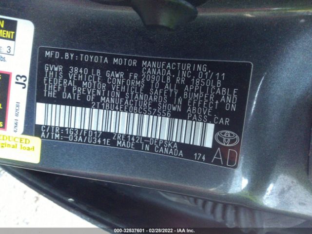 Photo 8 VIN: 2T1BU4EE0BC557556 - TOYOTA COROLLA 