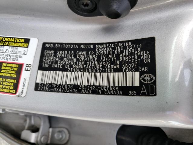 Photo 9 VIN: 2T1BU4EE0BC571103 - TOYOTA COROLLA BA 