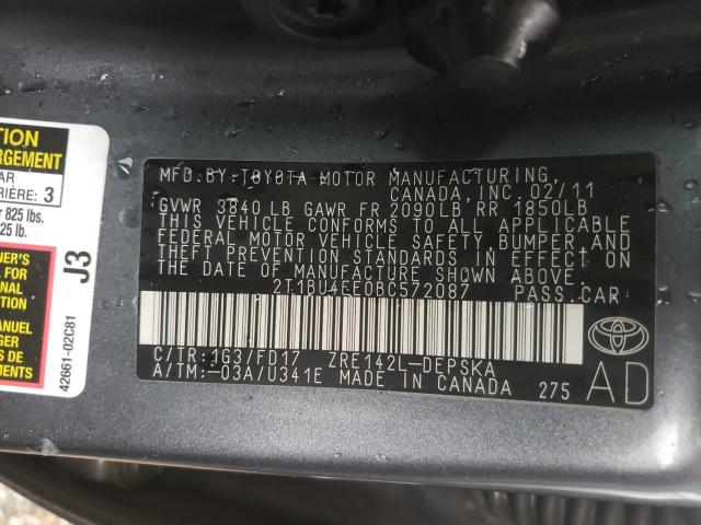 Photo 9 VIN: 2T1BU4EE0BC572087 - TOYOTA COROLLA BA 