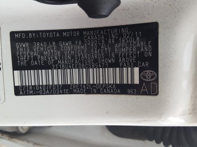 Photo 9 VIN: 2T1BU4EE0BC585471 - TOYOTA COROLLA BA 