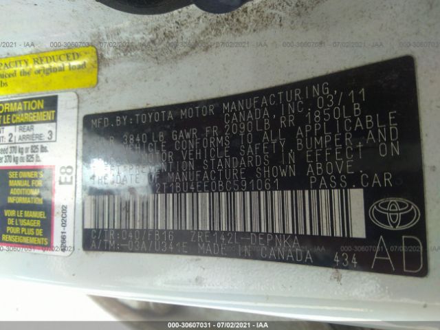 Photo 8 VIN: 2T1BU4EE0BC591061 - TOYOTA COROLLA 