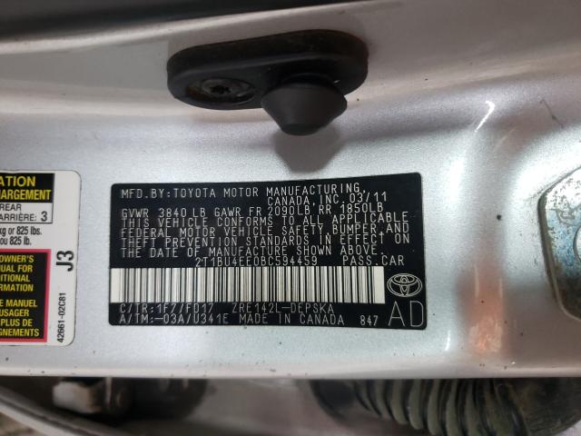 Photo 9 VIN: 2T1BU4EE0BC594459 - TOYOTA COROLLA BA 