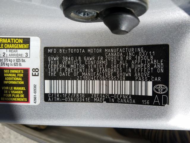 Photo 9 VIN: 2T1BU4EE0BC595708 - TOYOTA COROLLA BA 