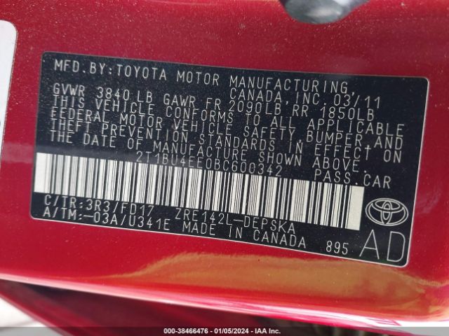 Photo 8 VIN: 2T1BU4EE0BC600342 - TOYOTA COROLLA 