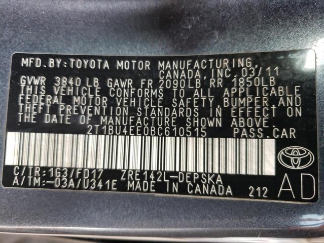 Photo 11 VIN: 2T1BU4EE0BC610515 - TOYOTA COROLLA BA 