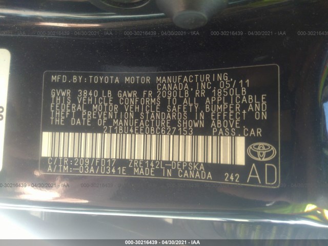 Photo 8 VIN: 2T1BU4EE0BC627153 - TOYOTA COROLLA 