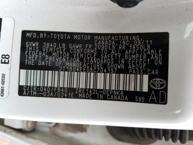 Photo 9 VIN: 2T1BU4EE0BC704197 - TOYOTA COROLLA BA 