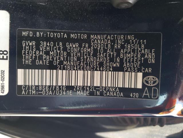 Photo 11 VIN: 2T1BU4EE0BC744604 - TOYOTA COROLLA LE 