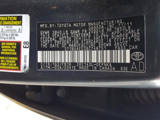 Photo 9 VIN: 2T1BU4EE0BC748751 - TOYOTA COROLLA BA 