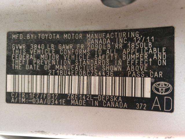 Photo 9 VIN: 2T1BU4EE0BC754436 - TOYOTA COROLLA BA 