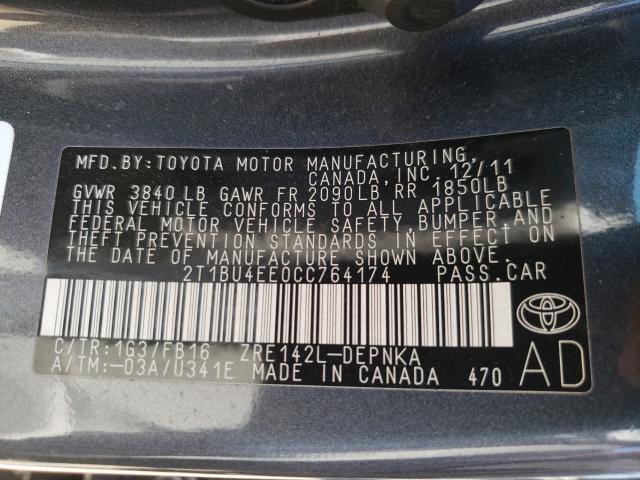 Photo 9 VIN: 2T1BU4EE0CC764174 - TOYOTA COROLLA BA 