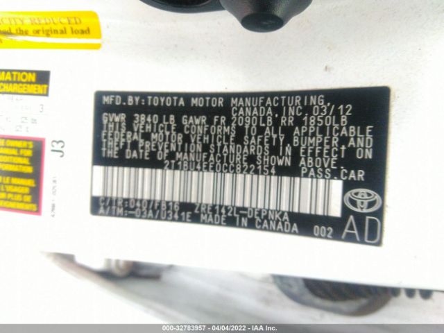 Photo 8 VIN: 2T1BU4EE0CC822154 - TOYOTA COROLLA 