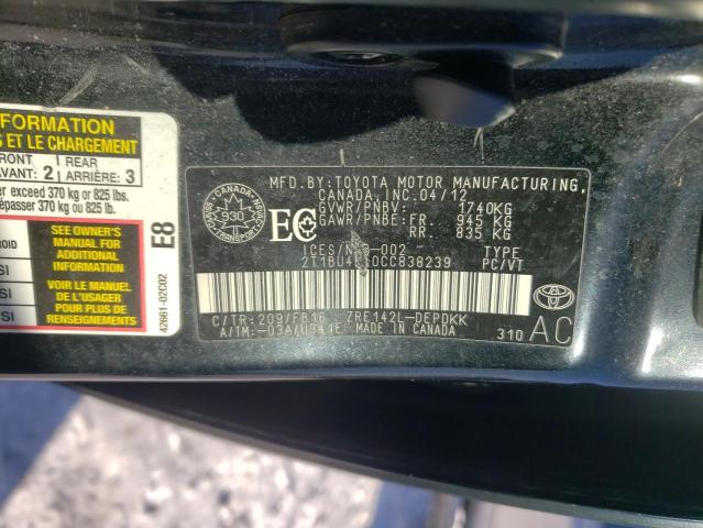 Photo 11 VIN: 2T1BU4EE0CC838239 - TOYOTA COROLLA BA 